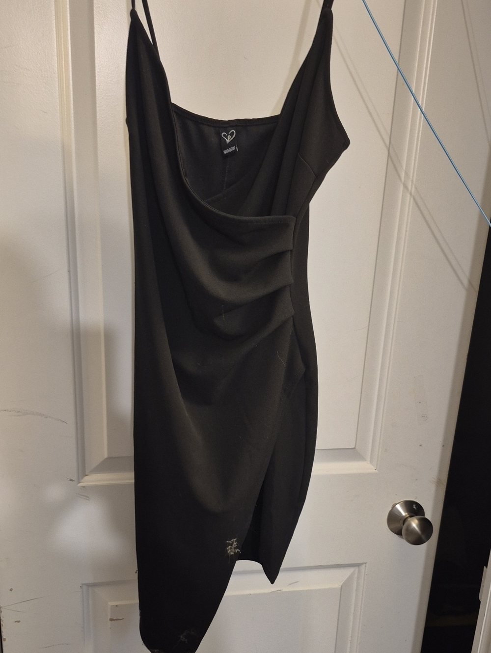 Windsor Black Draped Cowl Midi Slip Dress